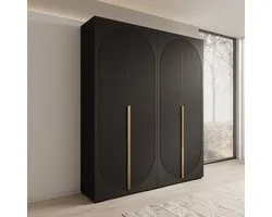 Meubella - Mayfair - Kledingkast 4-deurs - Zwart - 200x47x237 cm