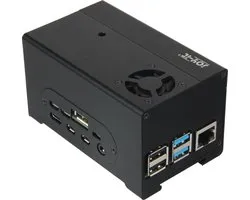 Boîtier en aluminium Joy-it Convient pour les séries : Raspberry Pi, StromPi 3 Incl. compartiment de la batterie, couvercle GPIO amovible, I