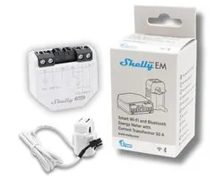 Shelly EM Gen3 + 50А Clamp | Wi-Fi & Bluetooth Smart Energy Meter and Contactor Control Relay Switch | Power Transformer | Home Automation | Alexa & Google Home | No Hub Required | Power Monitoring