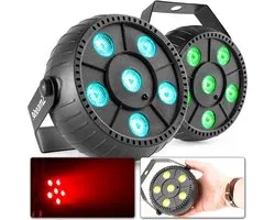LED PAR - Fuzzix PLP10 - Set van 2 PAR spots met ingebouwde accu en 6 RGB LED's