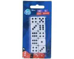 Eddy Toys Dés 10 Pièces - Dés à Six Faces - Blanc avec Points Noirs - Ensemble pour Jeux de Société et Jeux de Dés