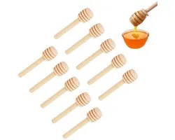 10 pièces - bâtonnets à miel en bois - cuillères à miel - petits bâtonnets pour remuer le miel - cuillères à miel - non peintes et cirées - en bois massif - 8,4 cm - pour prélever et doser le miel