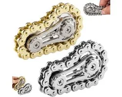 2 stuks - Fidget spinner met fietsketting - Draaiende tandwiel fidget spinner - Coole tandwiel-fidgetspinner met handslinger - Vingertol voor kinderen en volwassenen - Goud Zilver - Coole gadget - Geschikt voor tieners en kinderen van 8-12 jaar