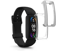 kwmobile 2x coque de smartwatch adaptée pour Fitbit Inspire 3 / Inspire 2 / Ace 3 - Étui en silicone pour montre de sport - Boîtier de tracker d'activité en transparent / argent