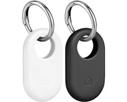 Étuis à 2 pièces Sander Shop compatibles avec Samsung Galaxy SmartTag 2, étui de protection en silicone souple avec porte-clés, accessoires anti-chute et anti-rayures pour SmartTag2, pour colliers pour animaux de compagnie (noir+blanc)