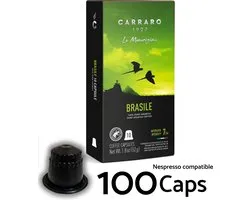 Brazilië Single Origin 100x Koffiecups (Nespresso® Compatibel) - Caffe Carraro 1927 - Koffie capsules, Espresso en Lungo - Intensiteit 7/14 - Made in Italy - Voor Nespresso Inissia, Citiz, Essenza, Pixie, Creatista ...