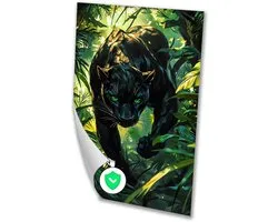 Zwarte panter in jungle decor - Panter posters - Poster dier - Digital Art - Wanddecoratie kinderkamer - Slaapkamer decoratie - poster 60x90 cm