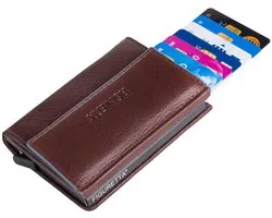 Figuretta Heren Portemonnee Leer met Creditcardhouder - RFID Cardprotector met Munt- en Briefgeldvak - Blue-Line - Bruin