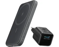 Anker MagGo 5000mAh Powerbank magnétique + Nano 45W chargeur rapide USB-C avec écran intelligent｜Ultraléger & Compact｜Écran intelligent｜Chargez partout et à tout moment