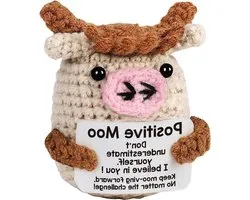 Gifts de vache au crochet positifs en format Mini pour un soutien émotionnel et inspirant - Cadeau Perfect pour femmes, hommes, collègues et Friends
