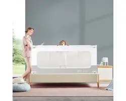 Barrière de lit 200 cm de long, max 70 cm de haut - Barrière de lit réglable design - Bord de lit - Tour de lit pour lits - Pas pour sommiers tapissiers - CUTE & KEPPE