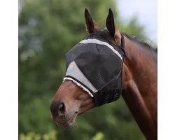 Shires Flyguard Pro Fine Mesh Vliegenmasker Zonder Oren Black - Full