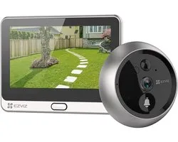 EZVIZ - judas vidéo DP2C avec écran 4,3 pouces - 1080p - grand angle 155° - détection PIR - vision nocturne - audio bidirectionnel - carte MicroSD - argent