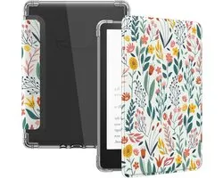 Ultra Clear Soft Flexible Transparent TPU Back Cover Case for 6.8" Kindle Paperwhite 11th Generation 2021 & Kindle Paperwhite Signature Edition - Light Shell with Auto Wake/Sleep Flowers