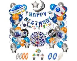 Joya Party® Astronauten Feest Versiering Verjaardag | Ruimte, Raket & Astronaut | Space Decoratie Feestje | Planeten, Sterren & Aliens Versierpakket | Kinderfeest Versiering Ruimtevaart