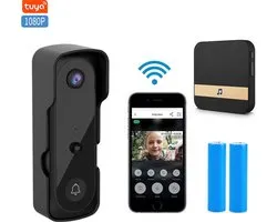 NP-products Sonnette vidéo HD - Modèle T30 avec carte SD 64 Go - Sonnette caméra - Sonnette vidéo HD - Zwart - Sonnette vidéo avec caméra et WiFi - Sonnette vidéo de type étroit - Sonnette sans fil 1080p - Vidéo - Sans fil - Sonnette sans fil