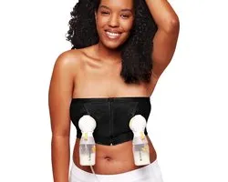 Medela Hands-free™ kolf bh - Kolf bh voor handsfree kolven - Easy Expression bustier - Stretch - Extra zacht - Met ritssluiting - Zwart - Maat S