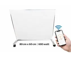 Panneau infrarouge | panneau de chauffage | 600 watts avec thermostat et wifi | panneau carbone type 2026 | avec roulettes et fixation murale