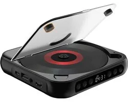 Lecteur CD Bluetooth portable avec charge rapide USB-C – Ultra fin et compact – Supporte les formats MP3/WMA – Adapté aux voyages et à l'utilisation à domicile – Zwart