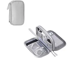 Elektronische organizer, waterdichte, draagbare opbergtas voor reiskabels, multifunctionele opbergtas voor USB-stick, drive, powerbank, oplader, muis, USB-kabel en koptelefoon - 1 stuk - grijs