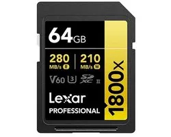 Lexar Professional SDXC 64 Go BL 1800X UHS-II V60 Or