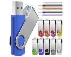 Lot de 10 clés USB portables 512 Mo - Clé USB 2.0 en Bulk Petite capacité 512 Mo Clés USB portables - FEBNISCTE Swivel Value Pendrive Cadeau promotionnel Clé de données multicolore avec indicateur LED