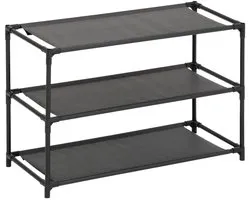 5Five Schoenenrek Intissa - 3-laags - metaal/kunststof - 57 x 25 x 39 cm - voor 9 paar schoenen - zwart
