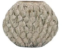 DK Design Bloemenvaas Inga Jada - plat model - groen - 24 x 10 cm - moderne vaas - schub motief