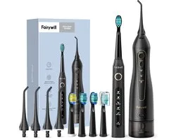 Irrigateur buccal portable – Fil dentaire sans fil rechargeable par USB – Brosse à dents électrique étanche IPX7 – Set de soins bucco-dentaires à domicile – Efficace pour le nettoyage et le blanchiment des dents