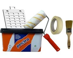 PECTRO Paint for walls and ceilings 4L Set of interior and exterior paint complete kit with roller, brush, grid and - ShopVlot