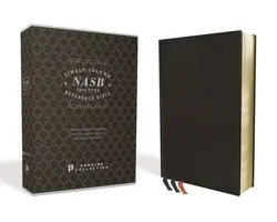 NASB, Single-Column Reference Bible, Wide Margin, Premium Goatskin Leather, Black, Premier Collection, Black Letter, 1995 Text, Art Gilded Edges, Comfort Print