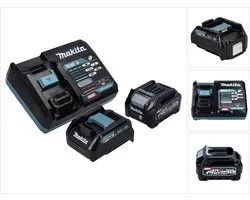 Kit Source' Power Makita 40 V max. avec batterie BL 4025 2,5 Ah (191B36-3) + chargeur rapide DC 40 RA (191E07-8) + adaptateur de charge ADP10 LXT vers XGT 14,4 V 18 V (191C10-7)