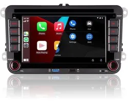 Dubbel Din autoradio compatibel met draadloze CarPlay Android Auto met 7 inch IPS Bluetooth/FM/AM-radio/USB/hoog vermogen Geschikt voor VW Golf 5 6 Passat Jetta Caddy EOS T5 Tiguan Touran CC Polo