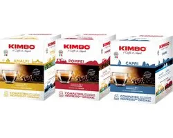 Kimbo Caffè - Pack d'essai de capsules Nespresso (150 pcs.) - 3 saveurs - Espresso & Lungo - Tasses à café - Pompei, Amalfi, Capri - Pour Nespresso Inissia, Citiz, Essenza, Pixie, Creatista etc.