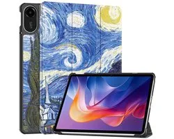Étui pour tablette Xiaomi Redmi Pad 2 | Bibliothèque avec support | Housse de protection en similicuir | Triple pli | Impression Nuit étoilée