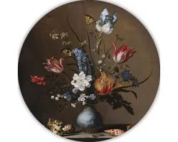 Fleurs dans un vase Wan-Li avec des coquillages - Balthasar van der Ast décoration murale ronde - Cercle mural fleurs - Panneau mural Nature - Décoration murale champêtre - Cercle mural - Décoration d'intérieur cercle mural en aluminium 70x70 cm