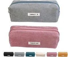 Pencil Case - School Bag - Aesthetic - Multi-Purpose Organizer - Large Capacity - Reis Toilettas - Voor Jongens Meisjes Tieners - Roze en Grijs