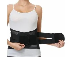 Neotech Care Adjustable lumbar strap/low back brace, with double pull straps, breathable and lightweight material, WIDE support - for lifting, work, fitness, posture - black - large
