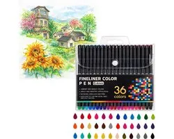 Guang Na 36 Fineliners Kleur - 0.4 MM Fine Tip - Fineliner Pennen in Plastic Etui - Tekenen - Stiften - Schrijfwaren