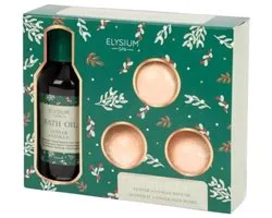 Elysium Spa badolie- en bruisballenset 4-delig | Vanille | vetiver | Grapefruit | Gember | Ginger | sinaasappel en een pomelo | Gift set | Cadeau Set | Beauty gift set