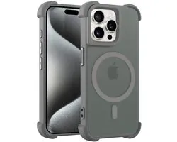 Coverzs matte Shock case met MagSafe geschikt voor iPhone 15 Pro (grijs) - shockbestendig, MagSafe, premium bescherming, duurzaam