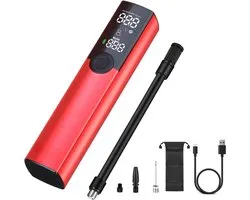 Zyrex®Fietspomp met Drukmeter - Fietspomp Klein - Fietspomp Handmatig - Rood - 4cm x 4cm x 19cm