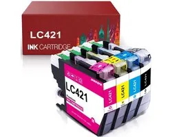 4-pack | Geschikt voor Brother LC-421XL Multipack inktcartridges - Geschikt voor DCP-J 1050DW 1140DW 1800DW MFC-J 1010DW