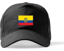 Zwarte Pet Beechfield met Wereldvlaggen, land Ecuador klittenbandsluiting