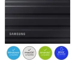 Samsung Portable T7 Shield - Externe SSD - USB 3.2 Gen 2 USB-C - SSD - 4TB - Zwart