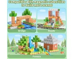 Selevie Magnetische Bouwset GROTE Blokken - Magnetic Building Blocks 2.5x2.5 cm (groot) - Speel & Leermiddel voor Creativiteit (88 Stukken) - magnetische blokken - Magnetisch speelgoed - Montessori - Educatief - Magna tiles -
