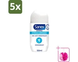 5 x Sanex Dermo - Deodorant Roller - Hypoallergeen - 48h Anti-Transpirant - 50 ml - Bulkverpakking - Deodorant roller - Douchemop - Hypoallergeen deodorant