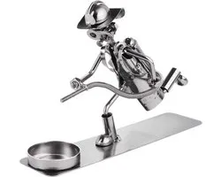 BRUBAKER Screw Man Fireman with Tealight Holder - Handmade Iron Figure Metal Man - Metal Figure Gift for Firefighters Firefighters Women