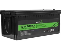 EcoLine - LifePo4 12V 200AH - 200000mAh lithium Batterij - 522 x 240 x 218 - Deep Cycle Accu + Bluetooth.