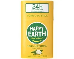 Happy Earth Deodorant Stick Jasmine Ho Wood - Ingrédients 100 % naturels - Protection 24 heures - Sans aluminium - Sans alcool - Sans plastique - Végétalien - 40g